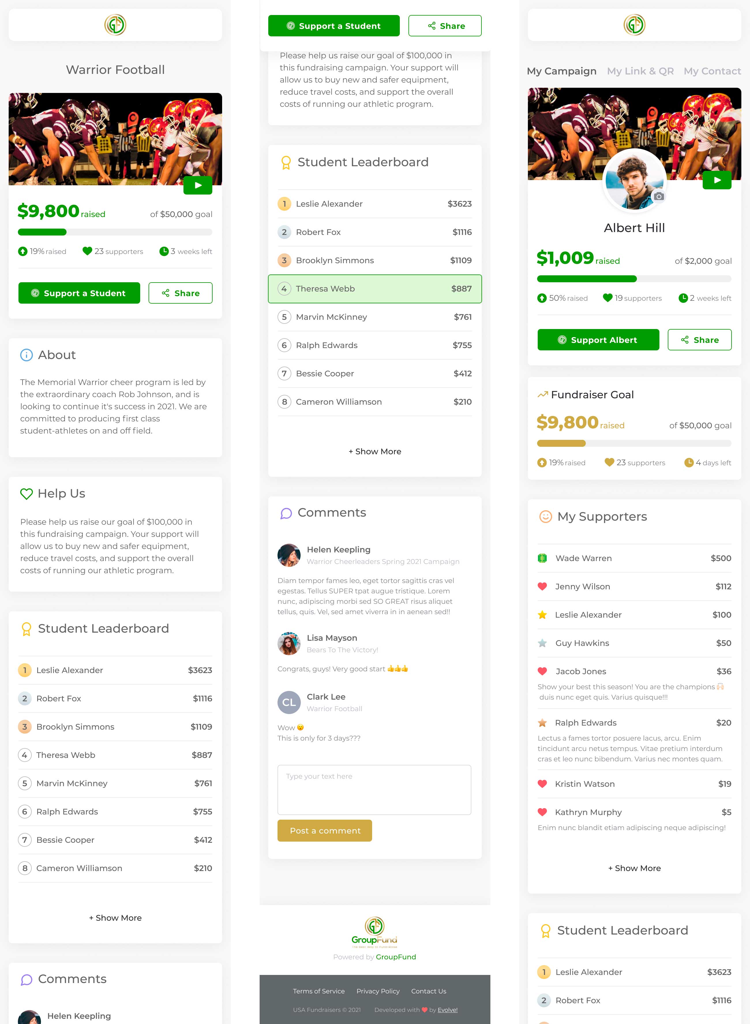 Личная страница студента